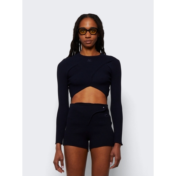 COURREGES Logo Sweater Black Large - Picture 3 of 11